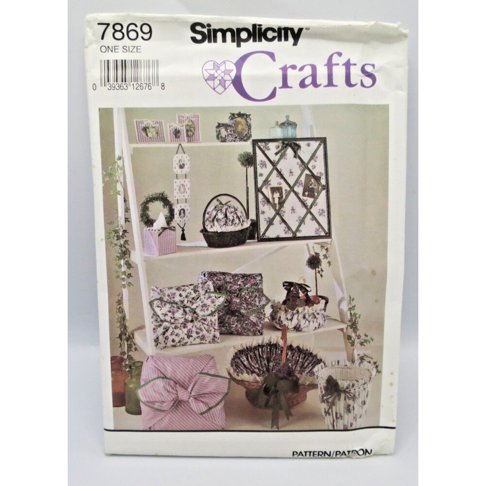 Simplicity Home Decor Craft Pattern Basket Covers/ Frames #7869 Uncut 90s
